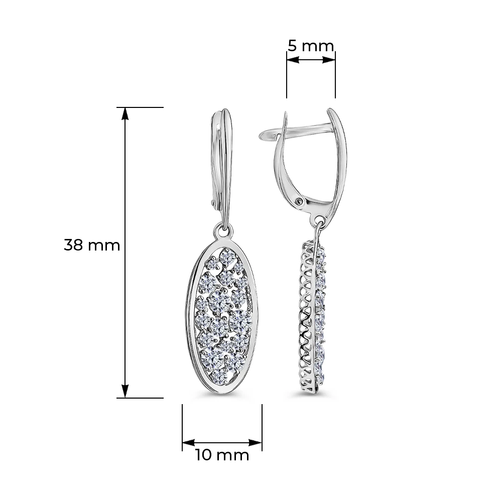 Серьги с фианитами из серебра 925 пробы