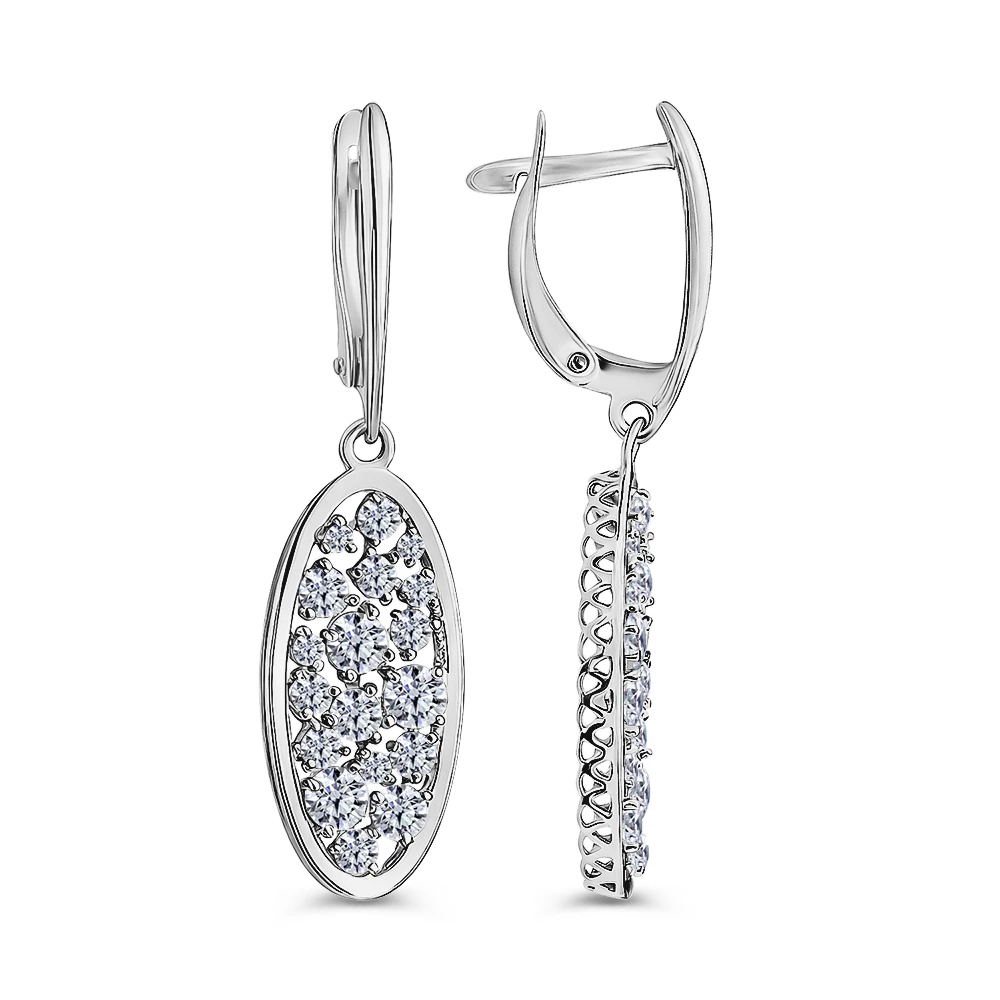 Серьги с фианитами из серебра 925 пробы