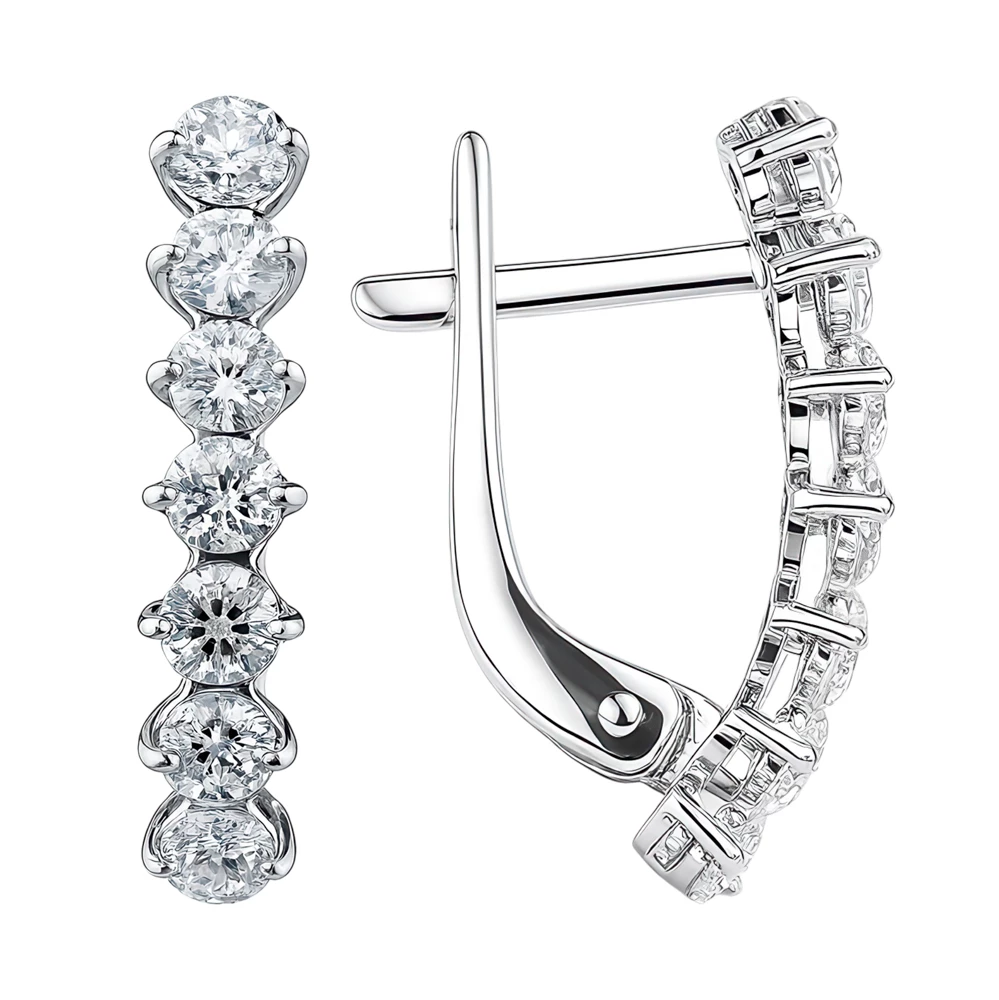 Серьги с фианитами из серебра 925 пробы