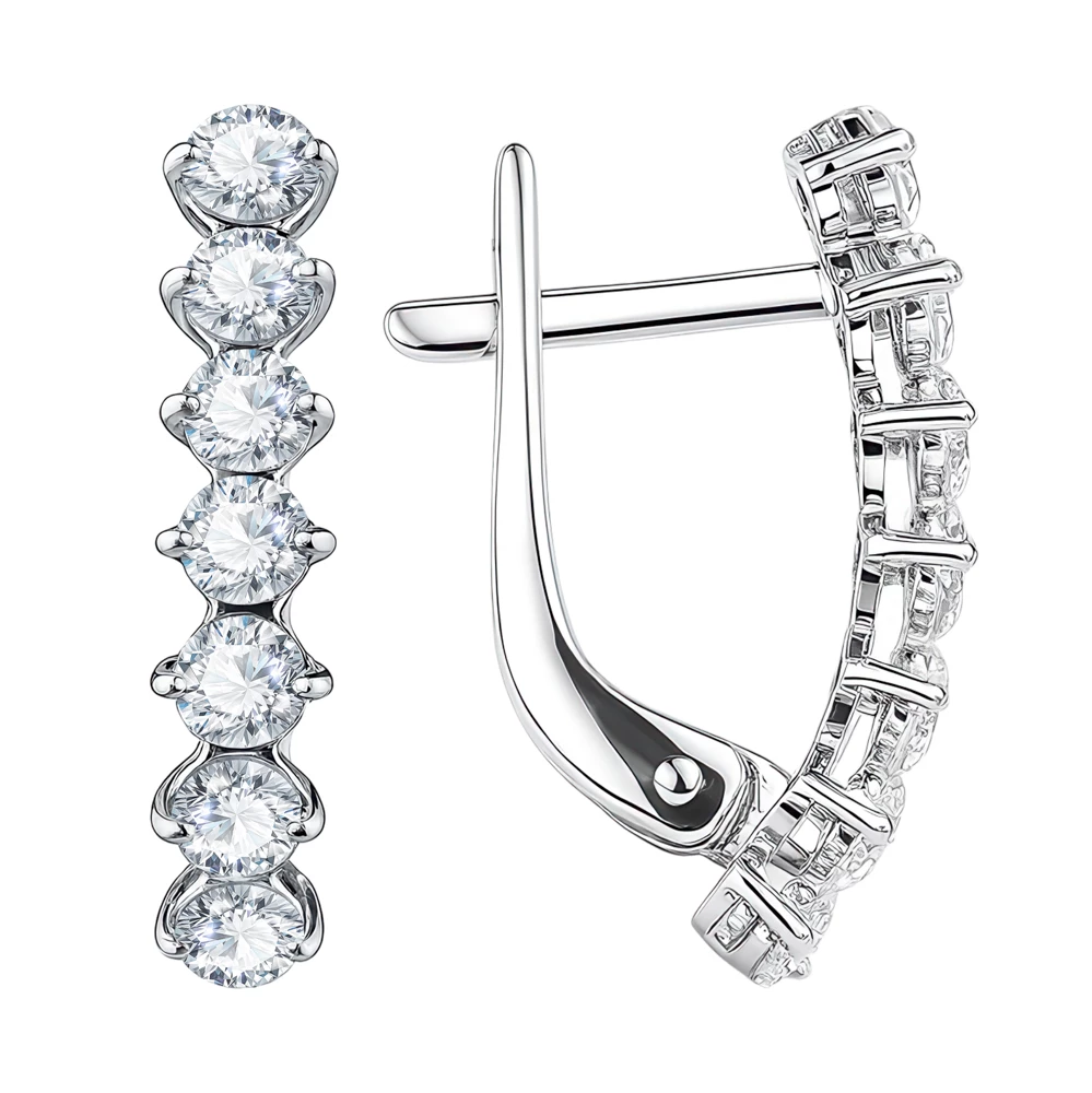 Серьги с фианитами из серебра 925 пробы