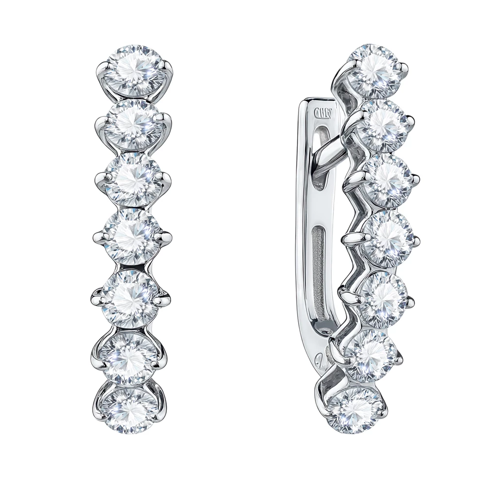 Серьги с фианитами из серебра 925 пробы