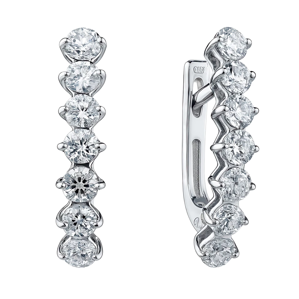 Серьги с фианитами из серебра 925 пробы