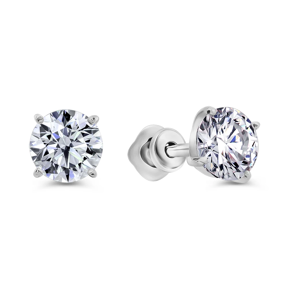 Серьги с фианитами из серебра 925 пробы