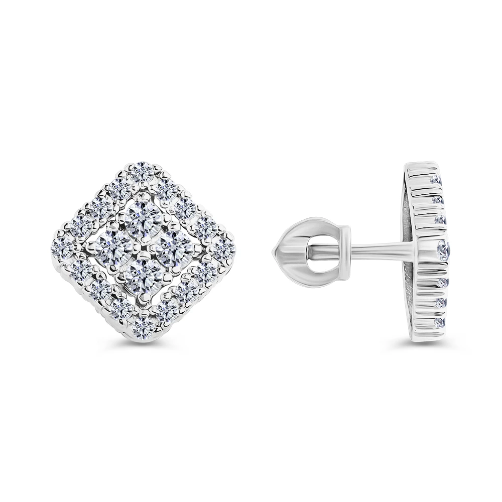Серьги с фианитами из серебра 925 пробы