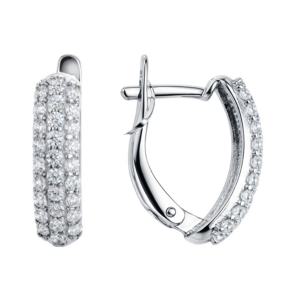 Серьги с фианитами из серебра 925 пробы