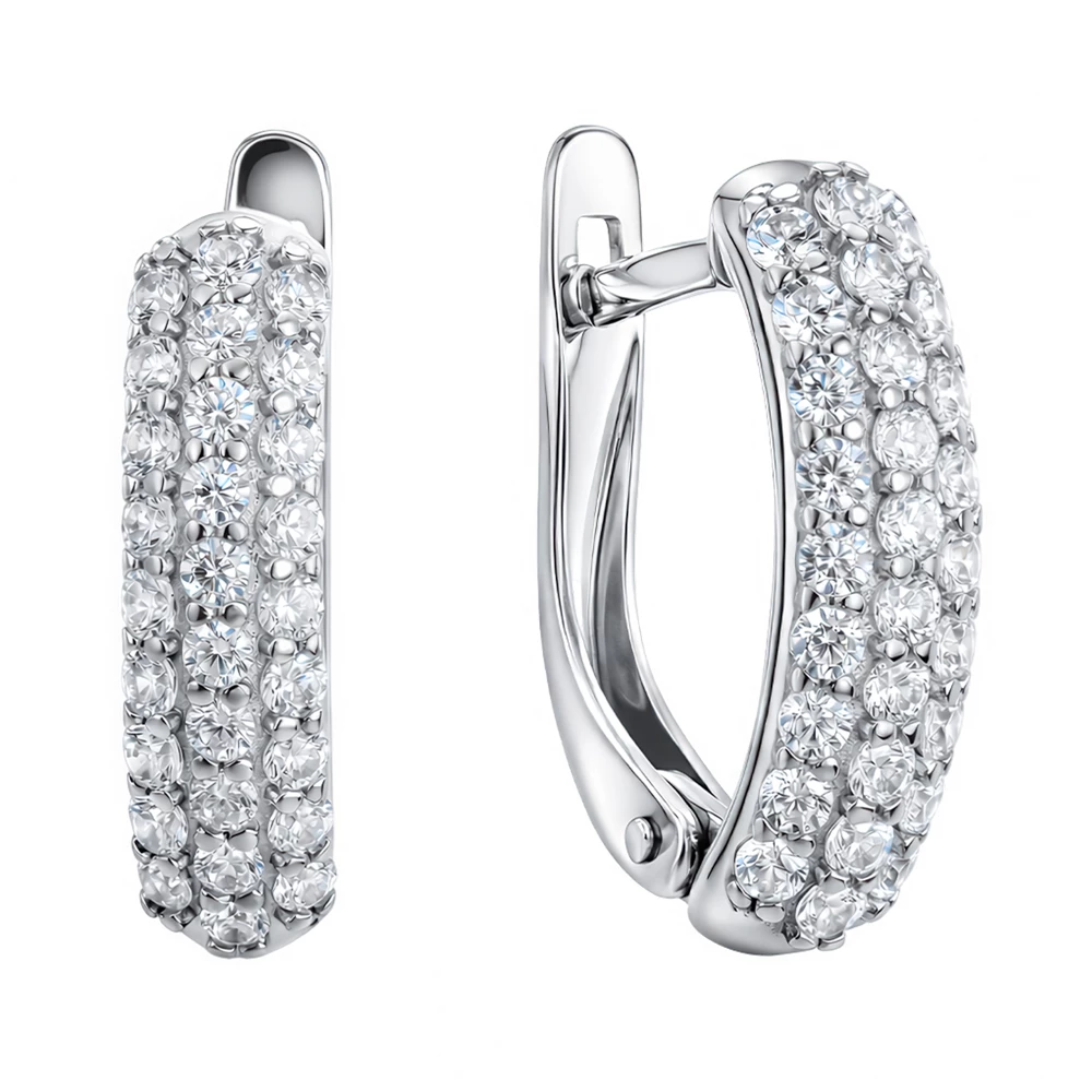 Серьги с фианитами из серебра 925 пробы