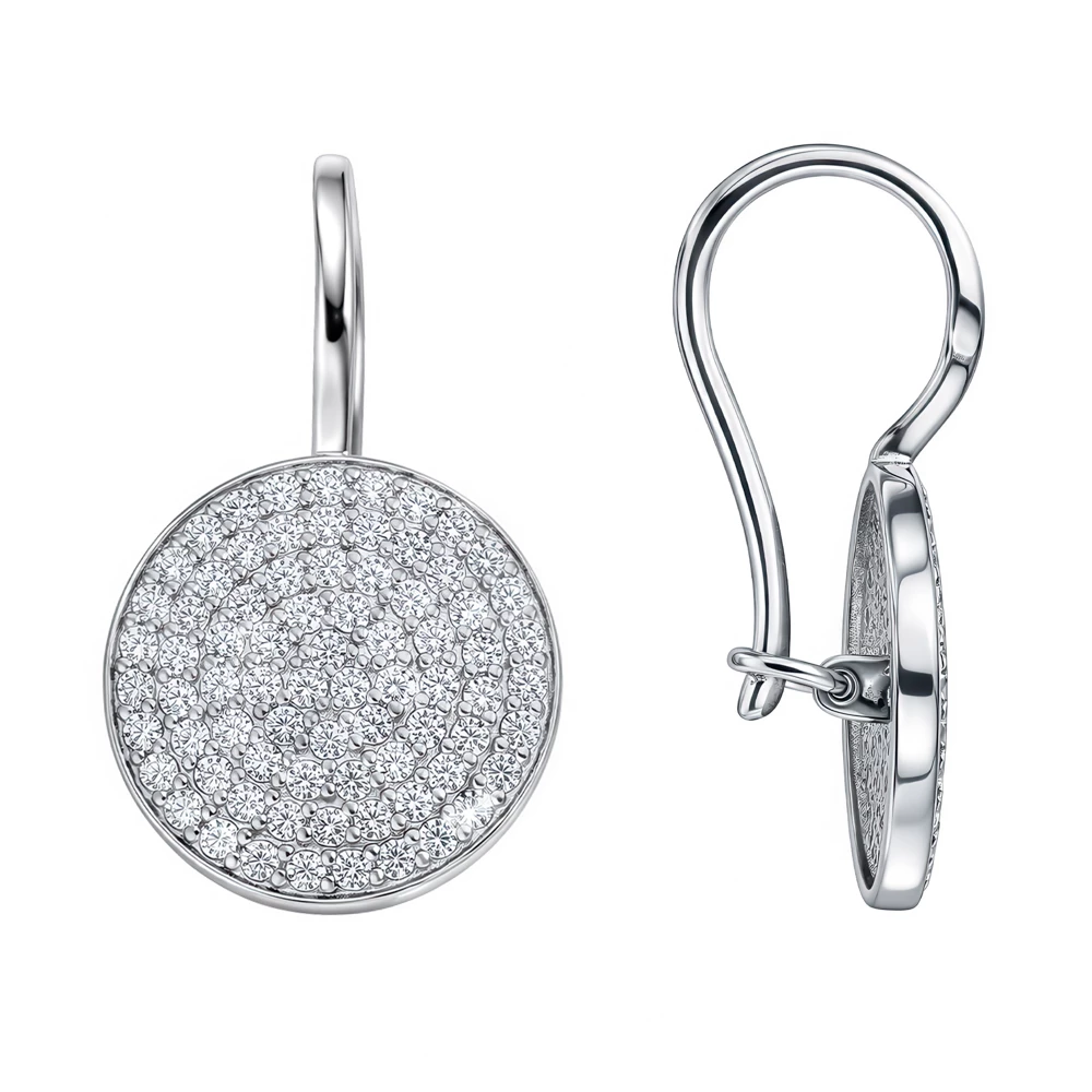 Серьги с фианитами из серебра 925 пробы