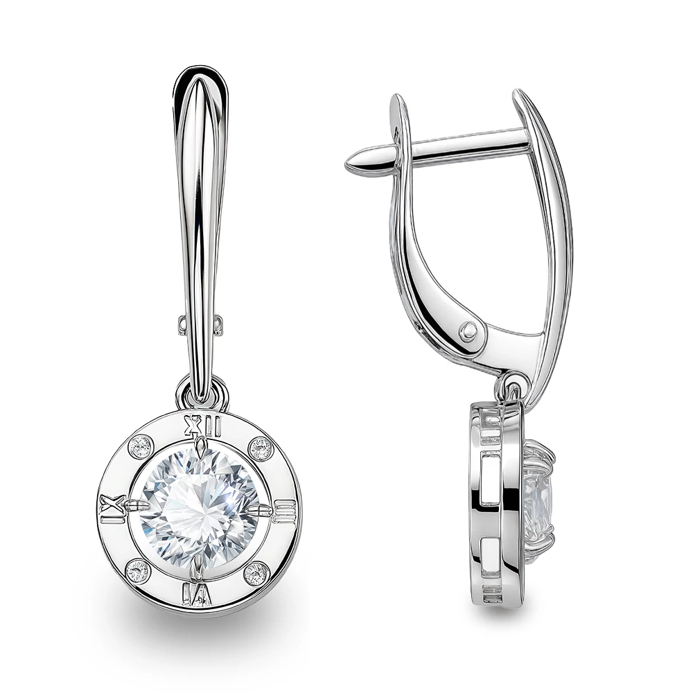 Серьги с фианитами из серебра 925 пробы