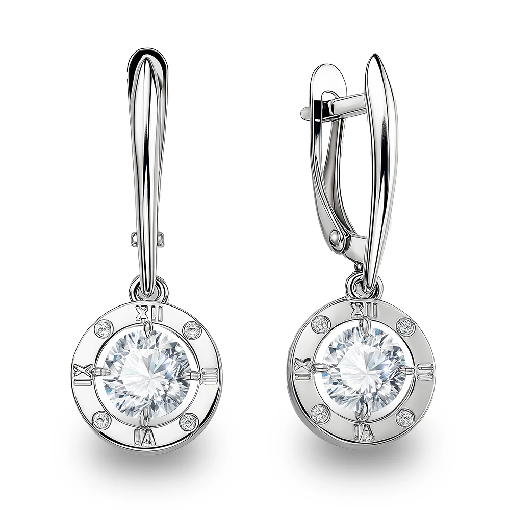 Серьги с фианитами из серебра 925 пробы