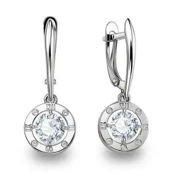Серьги с фианитами из серебра 925 пробы