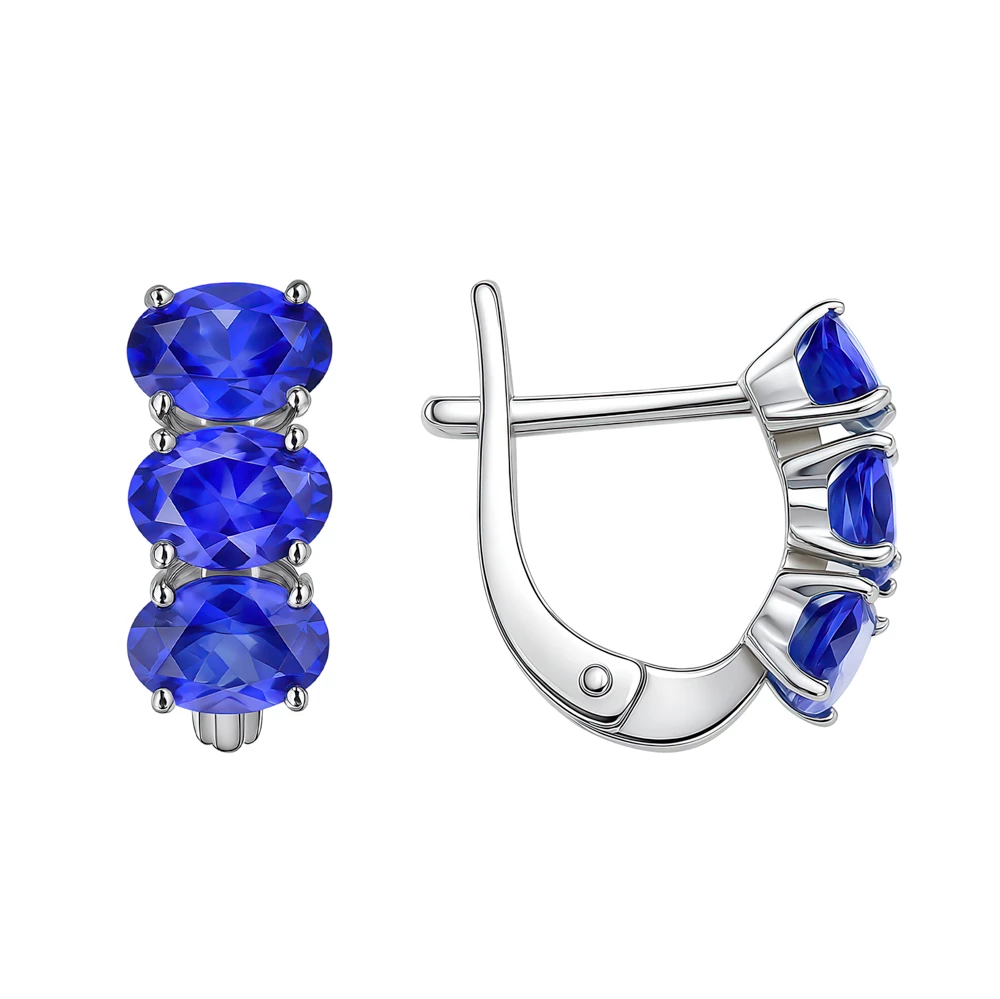 Серьги с нано фианитами из серебра 925 пробы