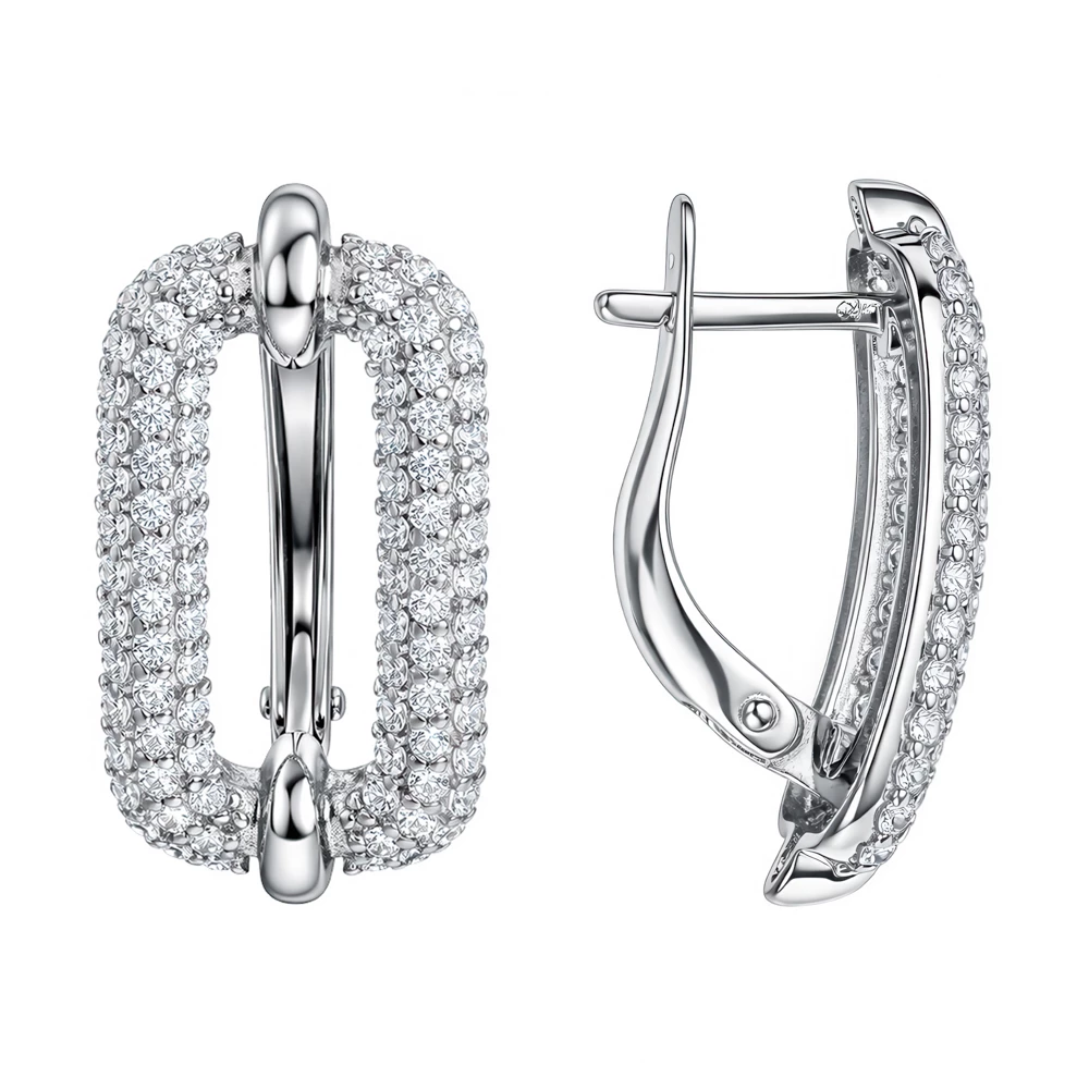 Серьги с фианитами из серебра 925 пробы