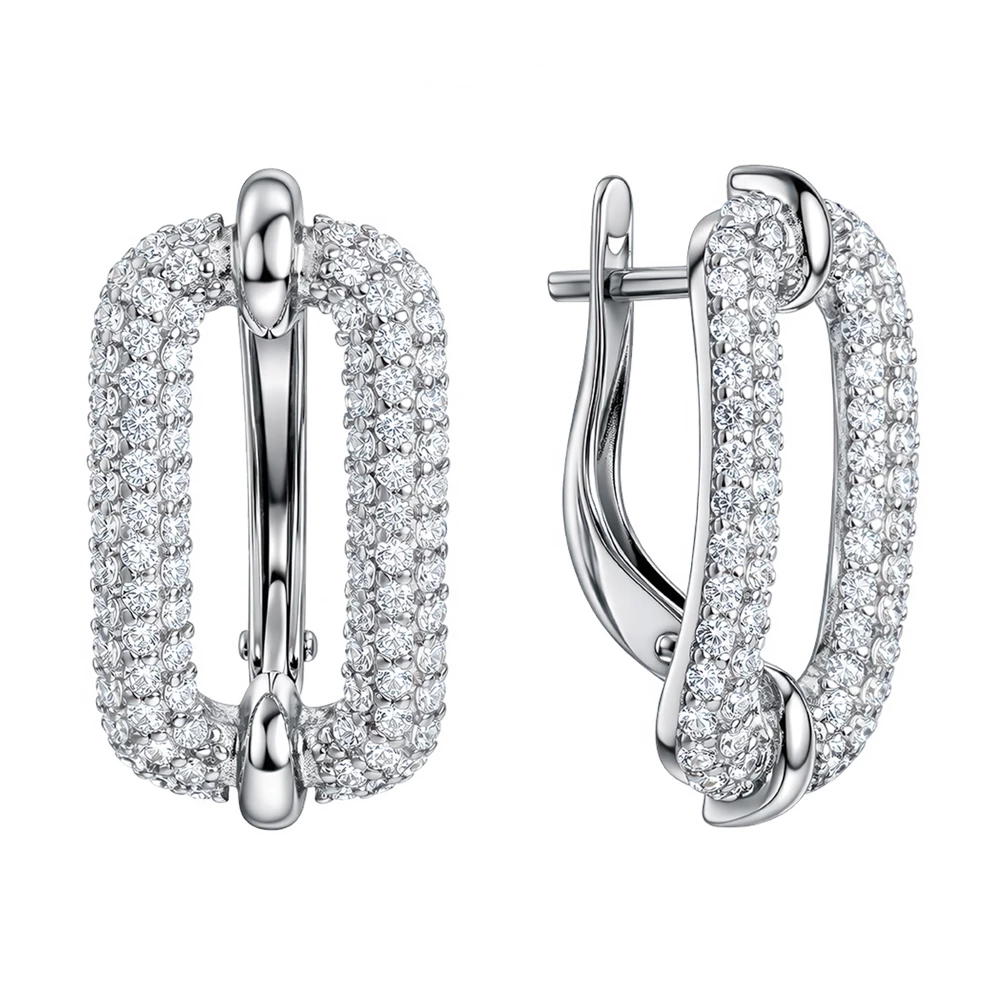 Серьги с фианитами из серебра 925 пробы