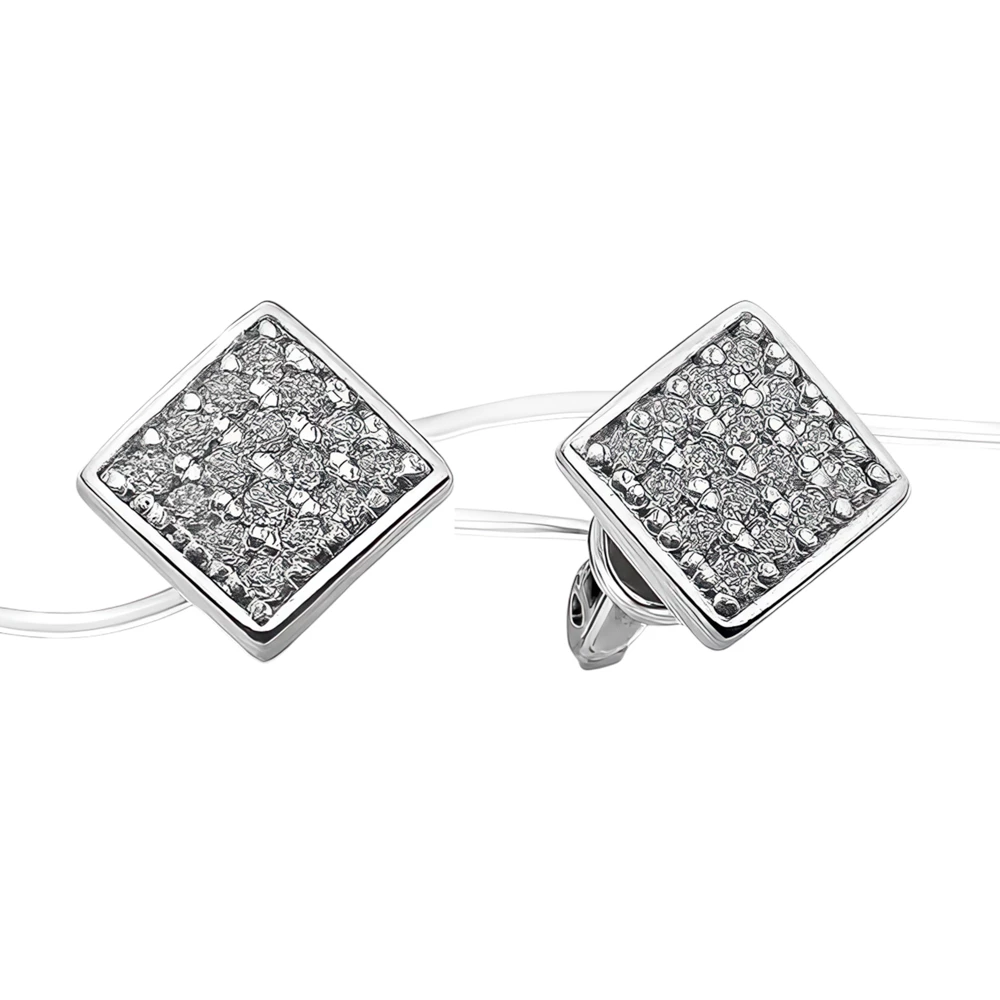 Серьги с фианитами из серебра 925 пробы