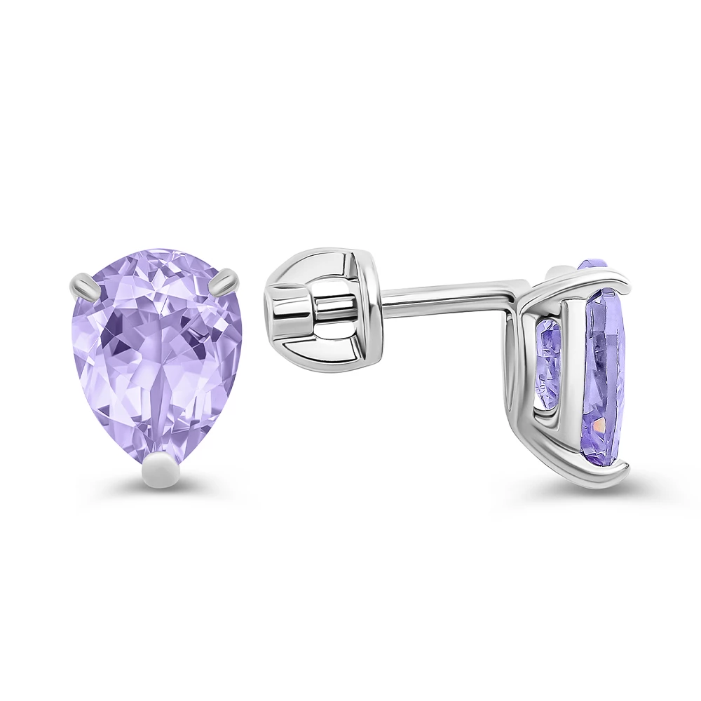 Серьги с фианитами из серебра 925 пробы