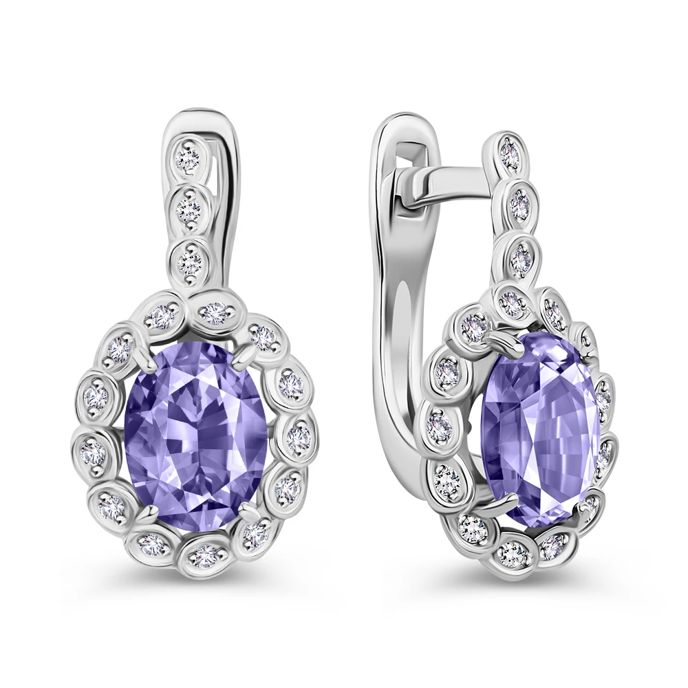 Серьги с фианитами из серебра 925 пробы