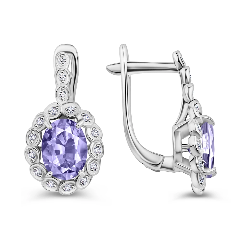 Серьги с фианитами из серебра 925 пробы