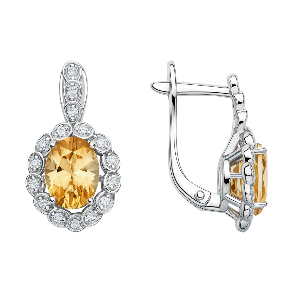 Серьги с фианитами из серебра 925 пробы