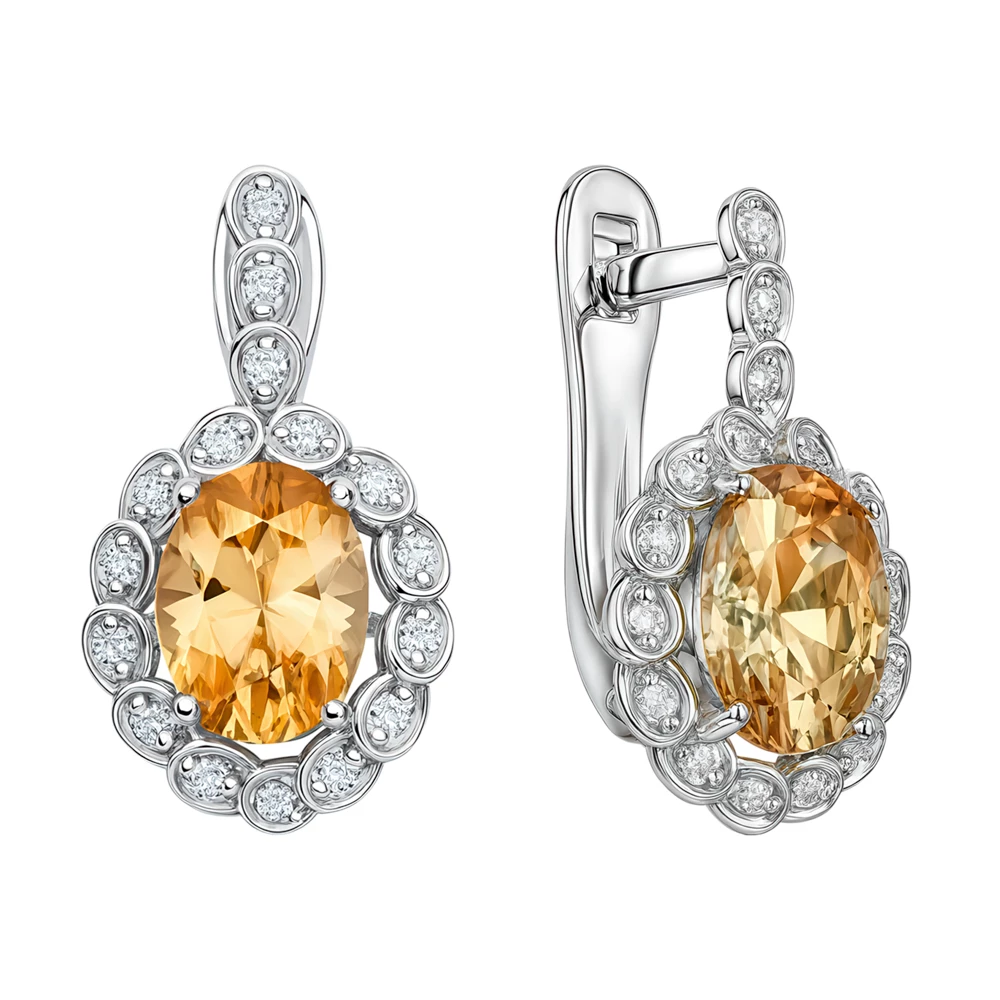 Серьги с фианитами из серебра 925 пробы