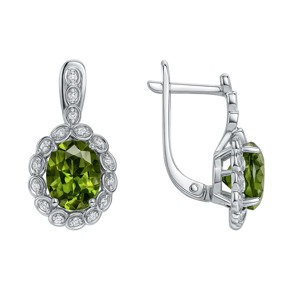 Серьги с фианитами из серебра 925 пробы