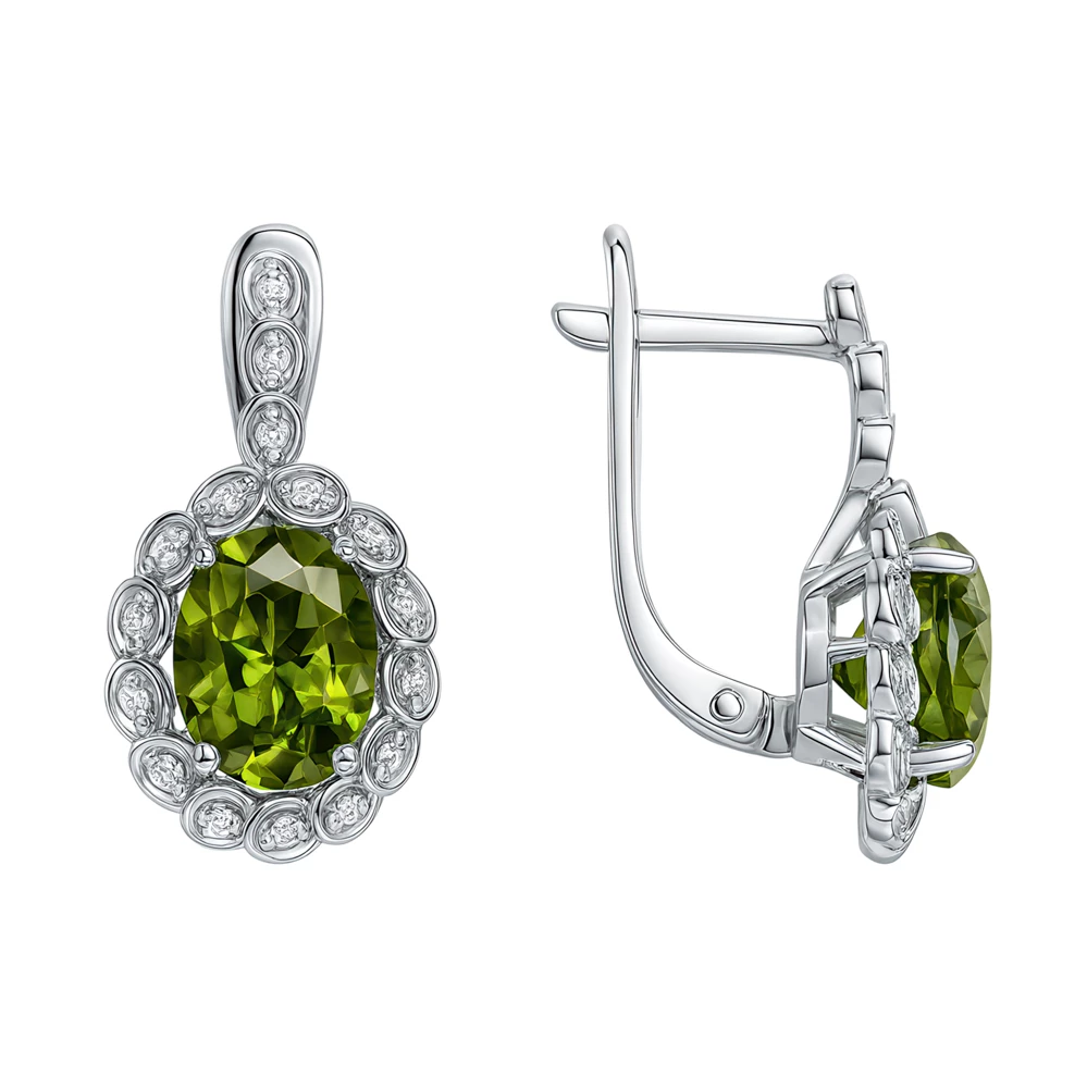 Серьги с фианитами из серебра 925 пробы