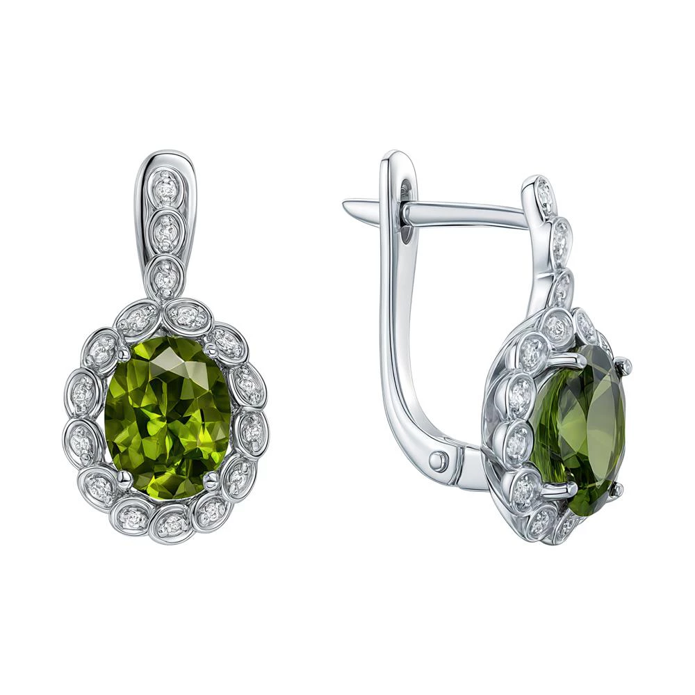 Серьги с фианитами из серебра 925 пробы