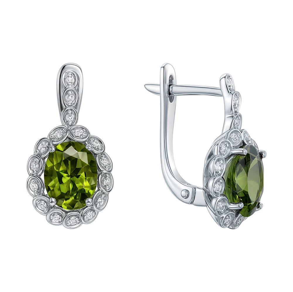 Серьги с фианитами из серебра 925 пробы