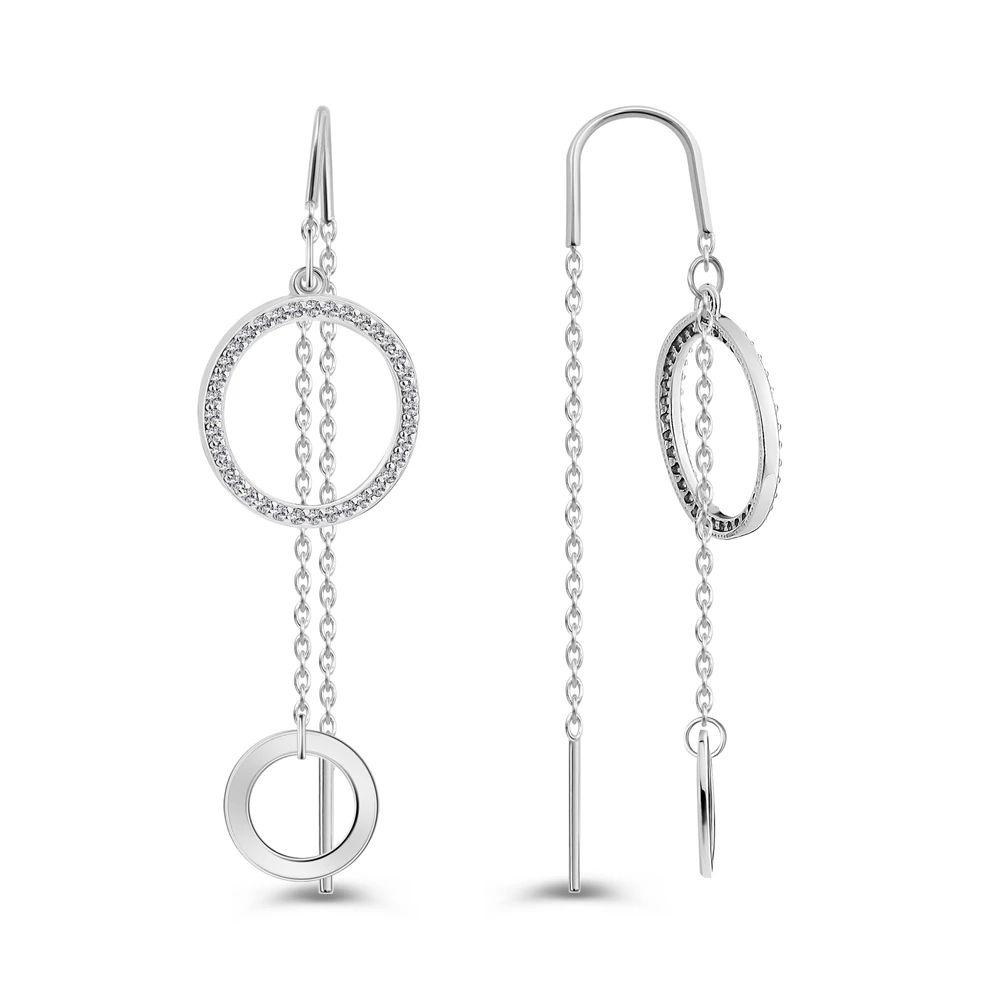 Серьги с фианитами из серебра 925 пробы