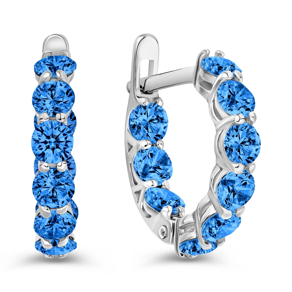 Серьги с фианитами из серебра 925 пробы