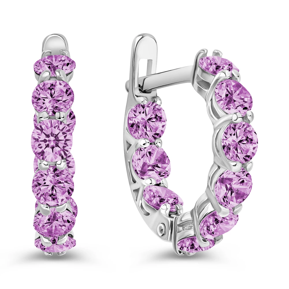 Серьги с фианитами из серебра 925 пробы