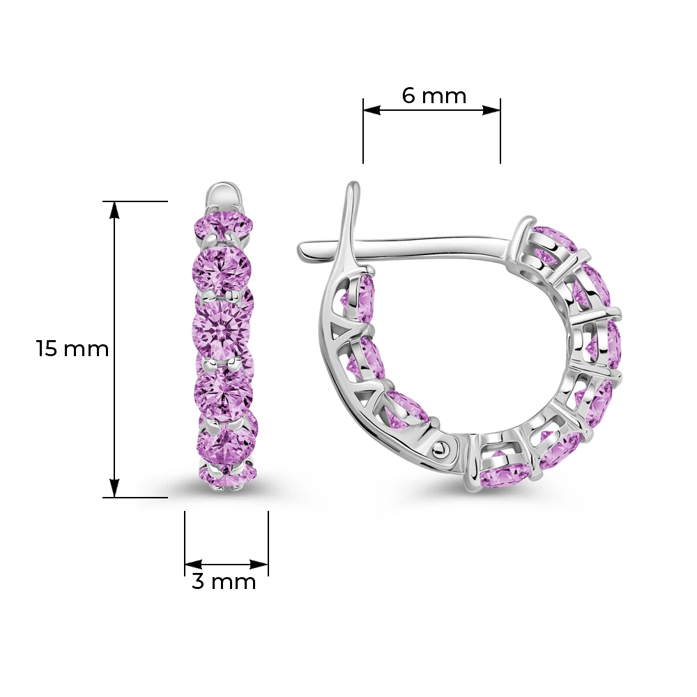 Серьги с фианитами из серебра 925 пробы