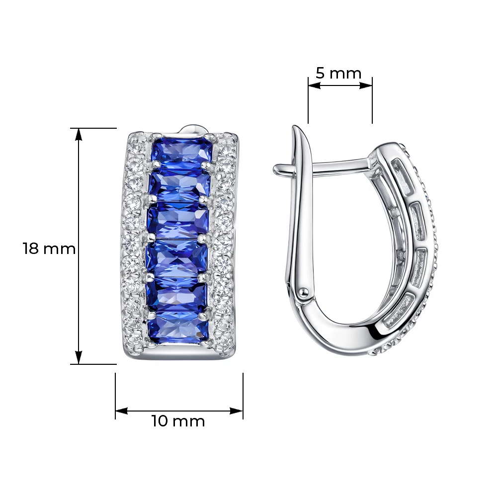 Серьги с фианитами из серебра 925 пробы