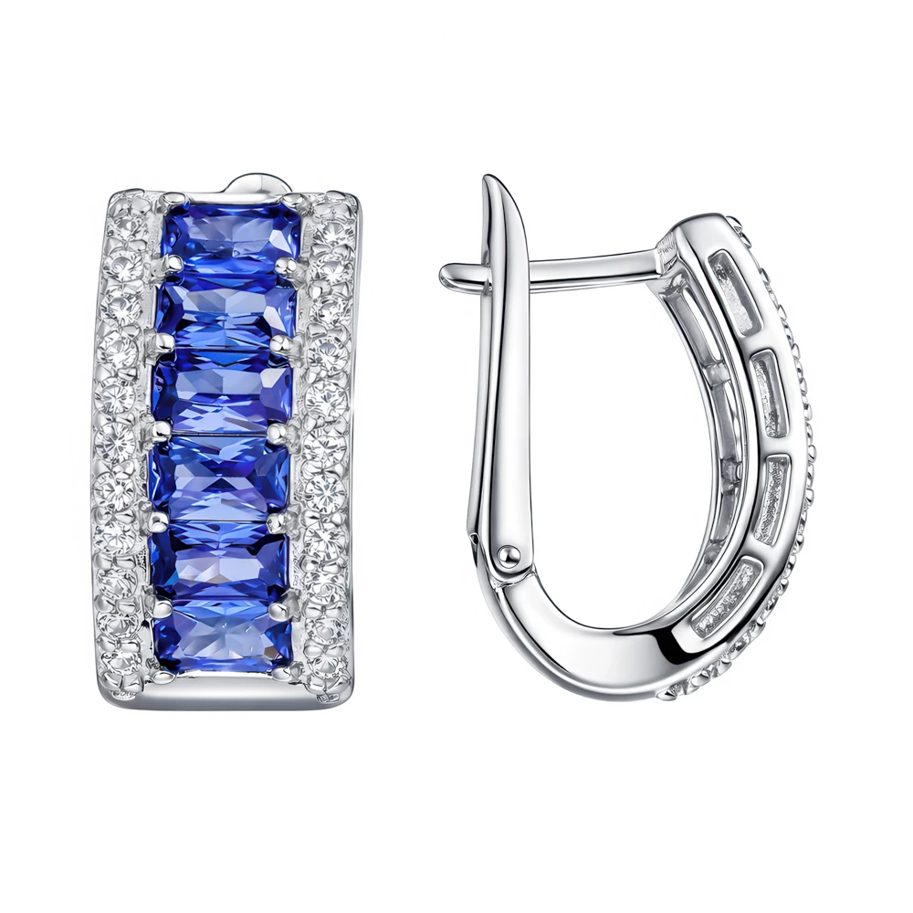 Серьги с фианитами из серебра 925 пробы