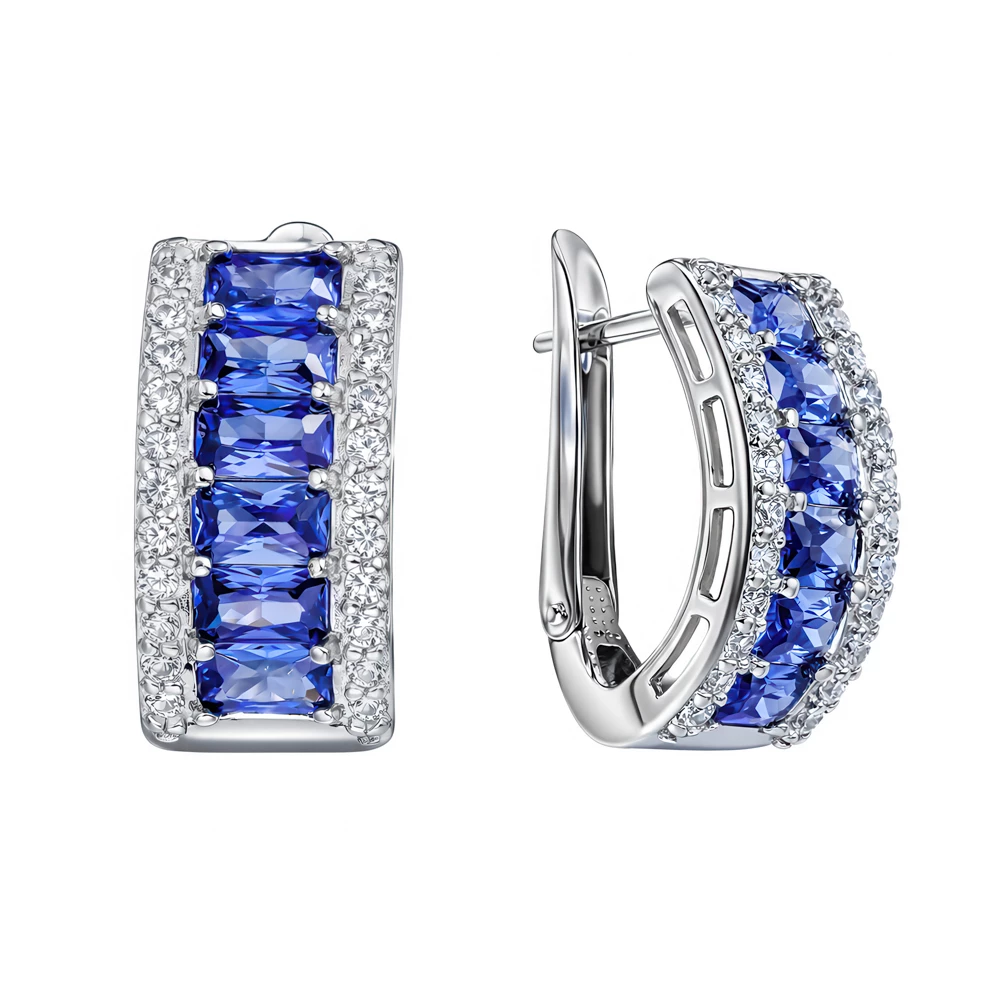Серьги с фианитами из серебра 925 пробы