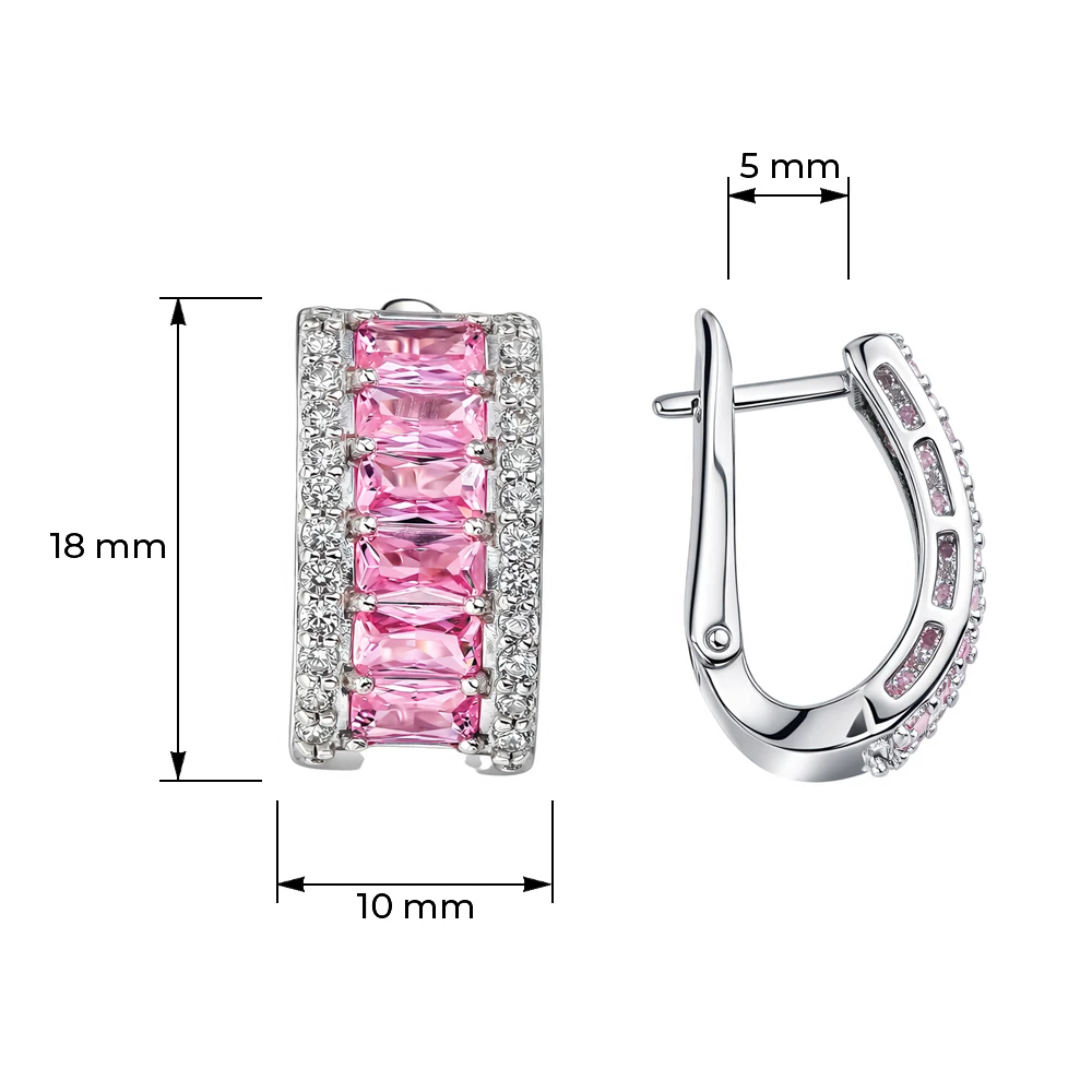 Серьги с фианитами из серебра 925 пробы