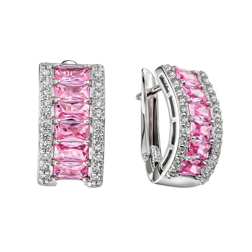 Серьги с фианитами из серебра 925 пробы