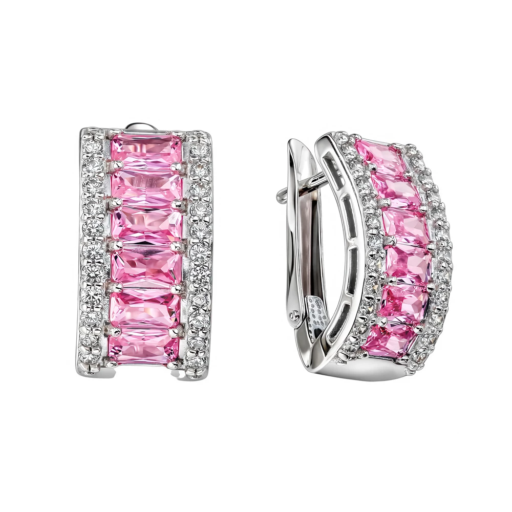 Серьги с фианитами из серебра 925 пробы