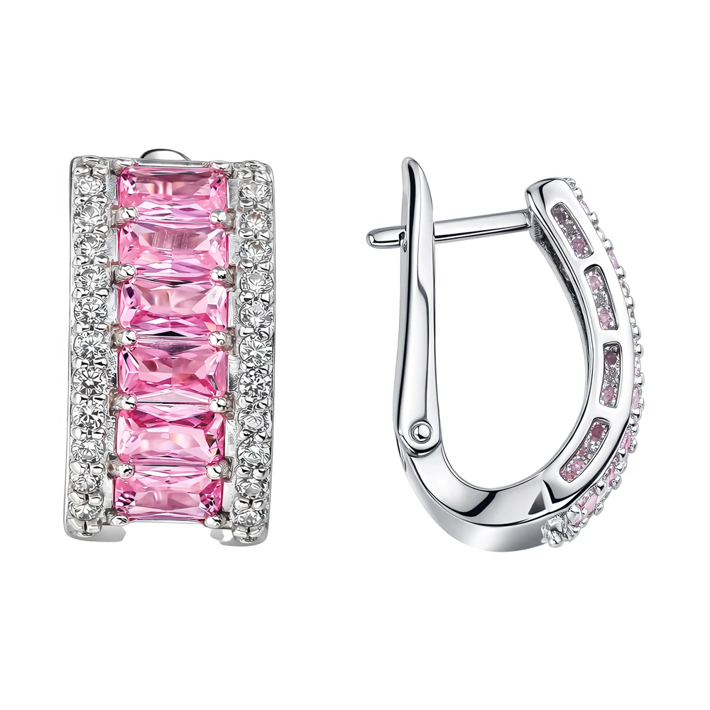 Серьги с фианитами из серебра 925 пробы