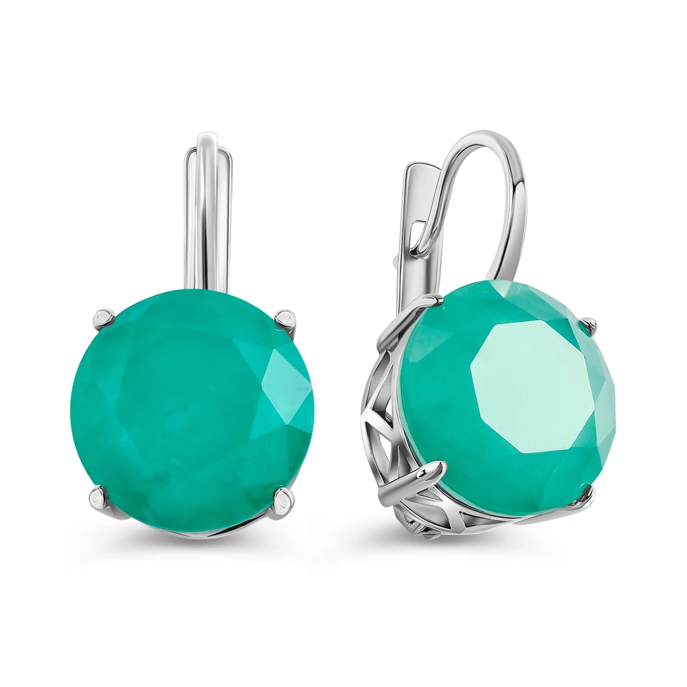 Серьги с горным хрусталём из серебра 925 пробы