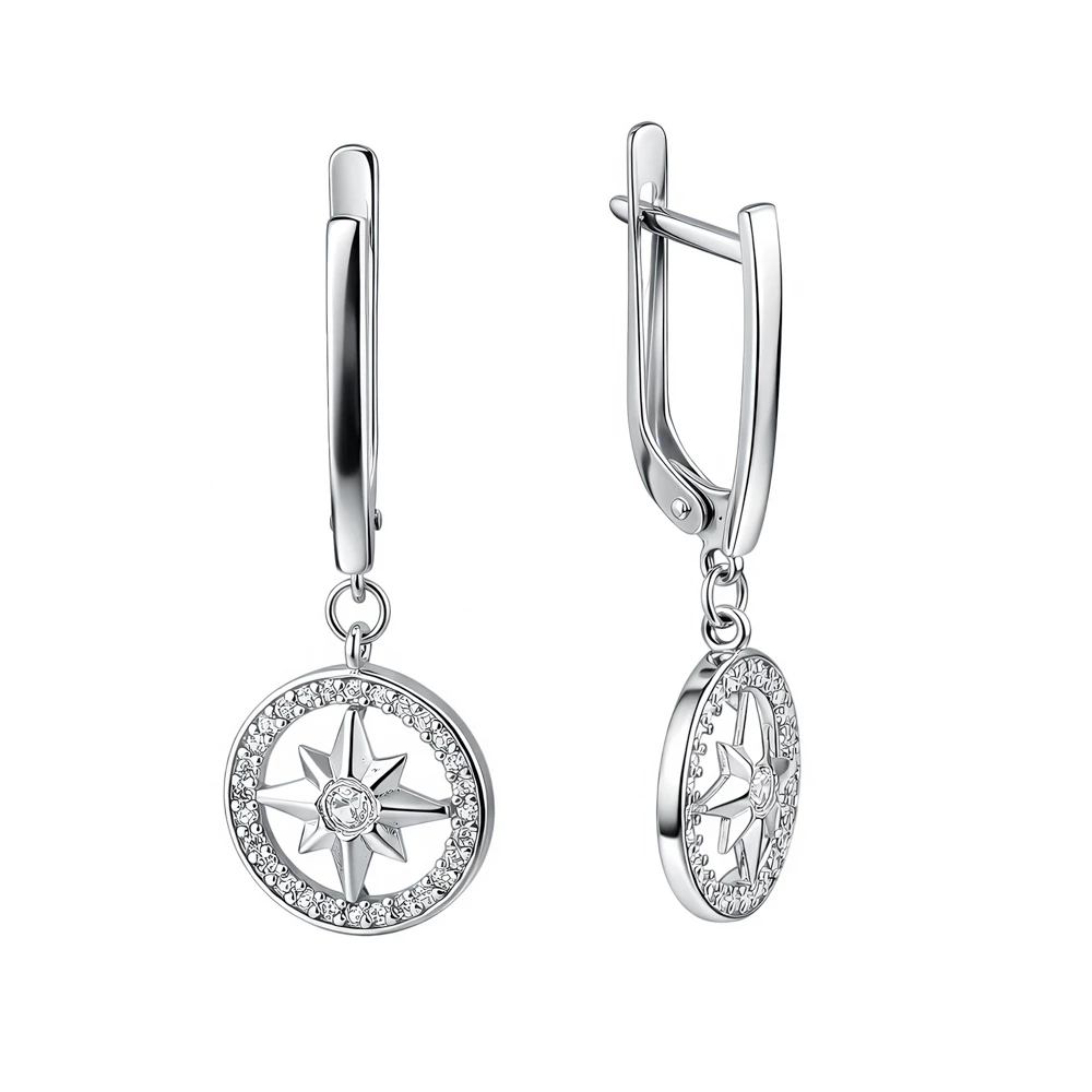 Серьги с фианитами из серебра 925 пробы