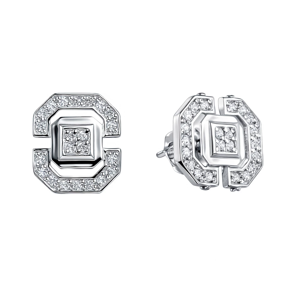 Серьги с фианитами из серебра 925 пробы