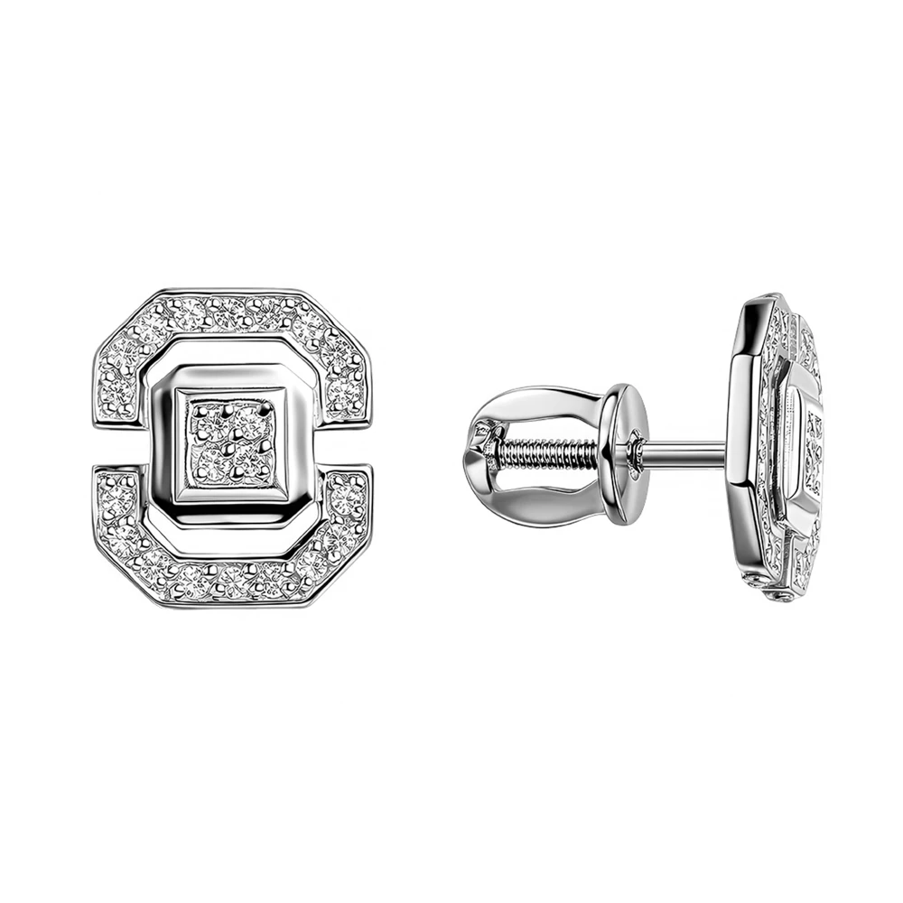 Серьги с фианитами из серебра 925 пробы