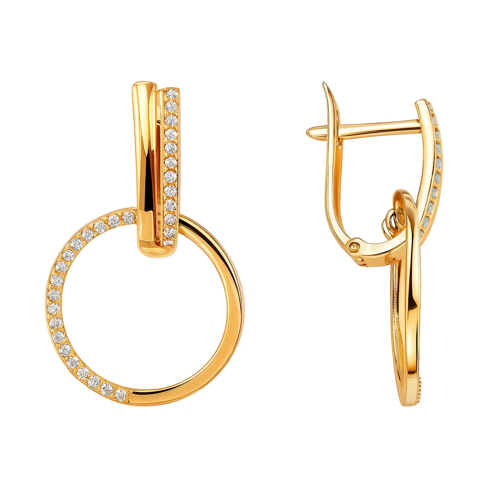 Серьги с фианитами из серебра 925 пробы