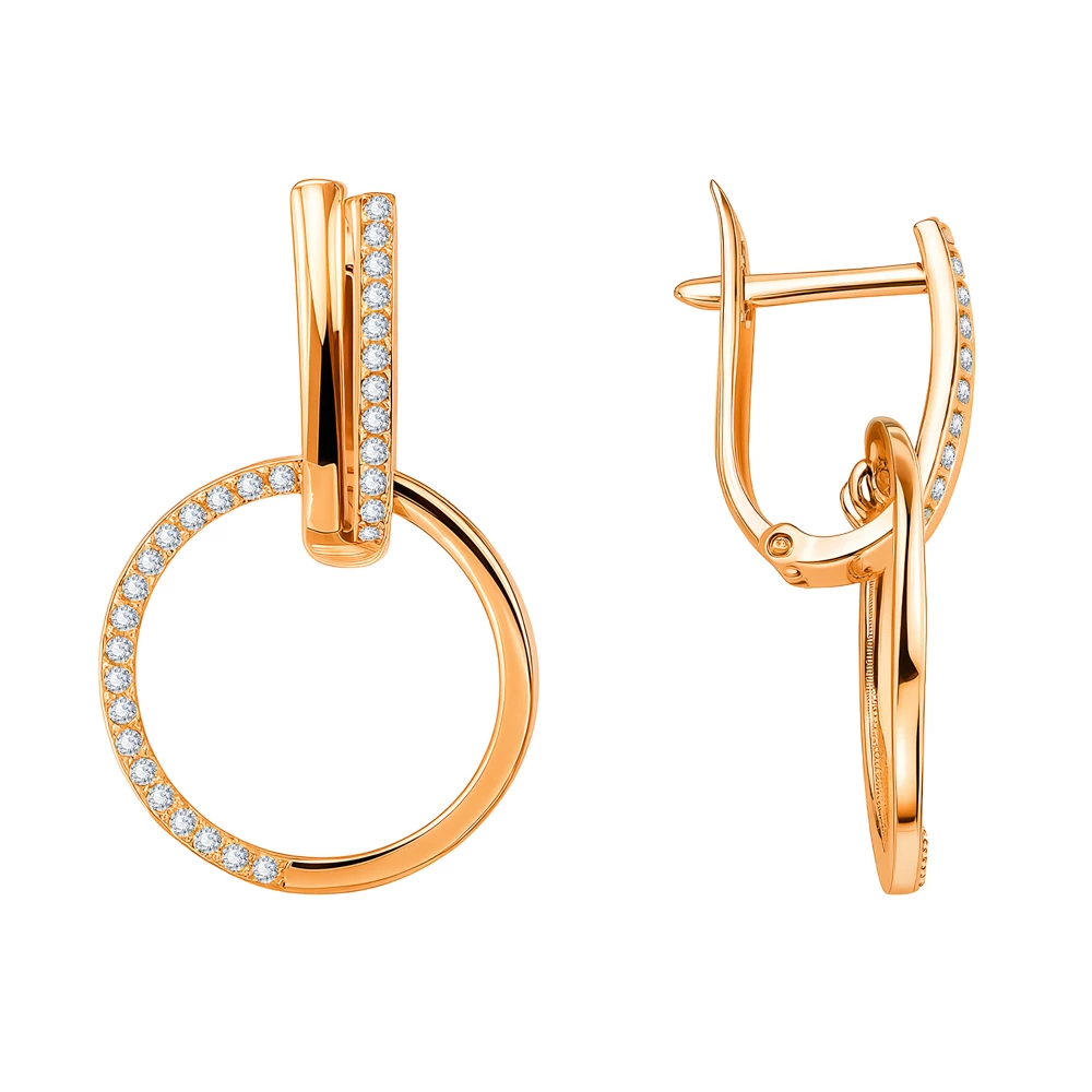 Серьги с фианитами из серебра 925 пробы