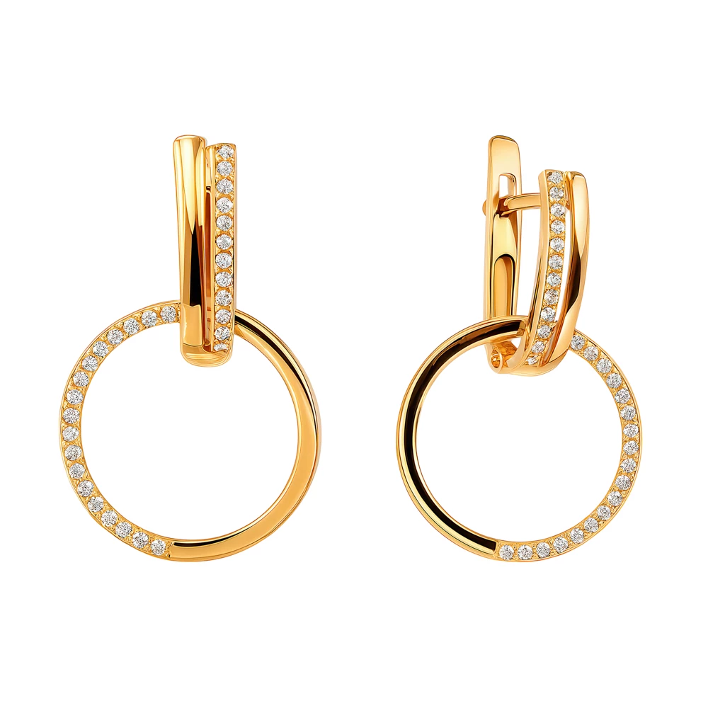 Серьги с фианитами из серебра 925 пробы