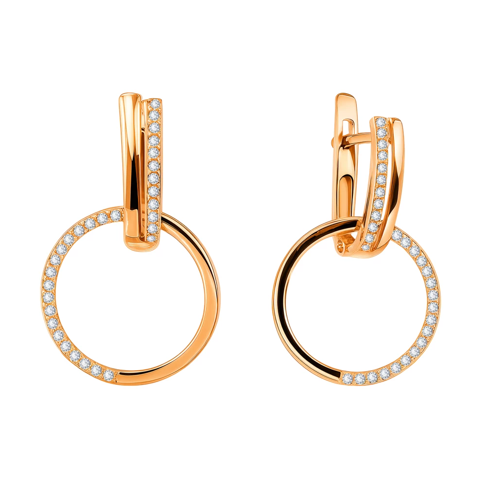 Серьги с фианитами из серебра 925 пробы