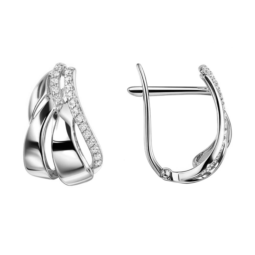 Серьги с фианитами из серебра 925 пробы
