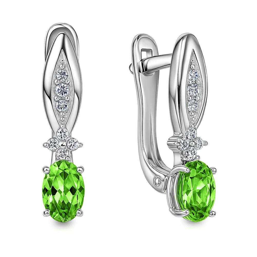 Серьги с фианитами из серебра 925 пробы