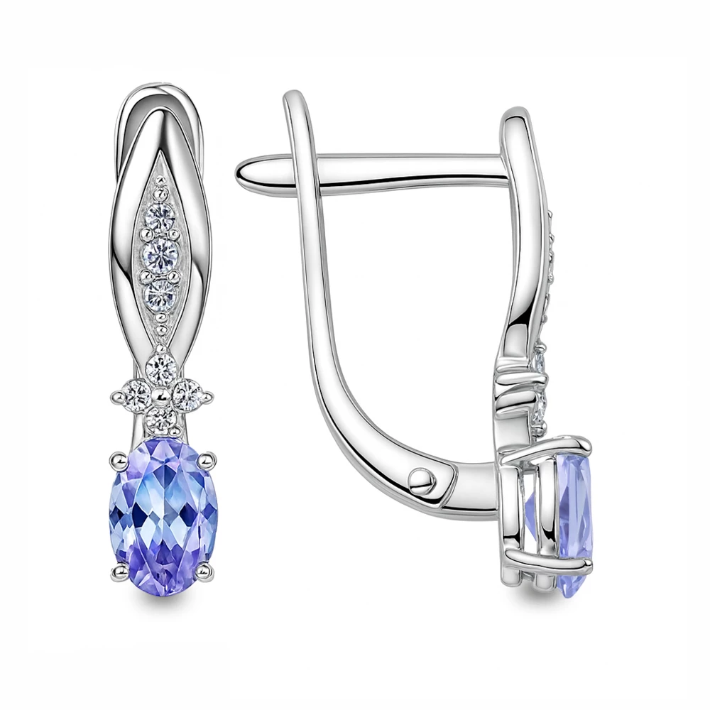 Серьги с фианитами из серебра 925 пробы