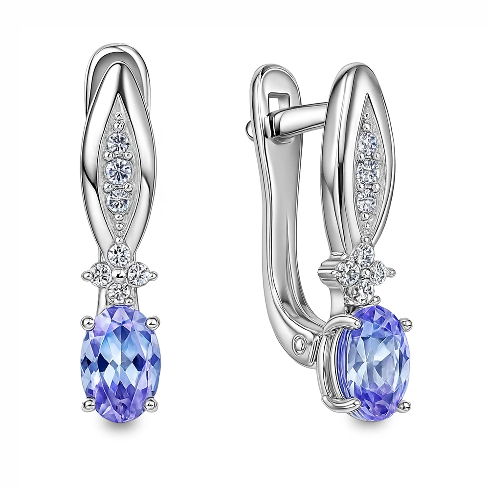 Серьги с фианитами из серебра 925 пробы